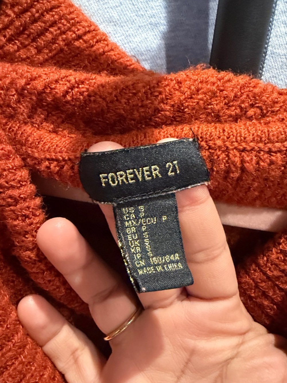 Forever 21 Rust Orange Off-Shoulder Ribbed Sweater - Picture 3 of 3